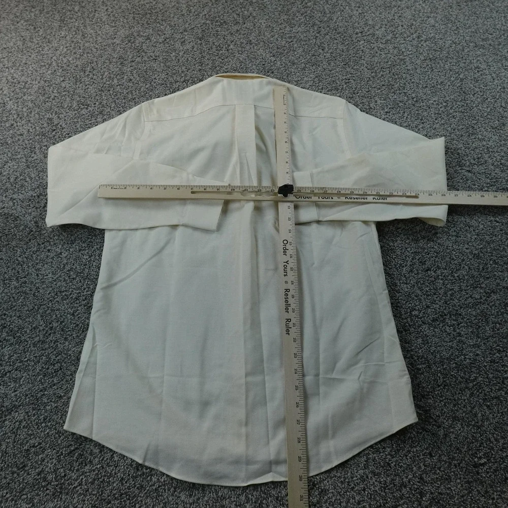 NEW Stafford Shirt Mens M 15 33 Cream White Long Sleeve Button Up Oxford Dress